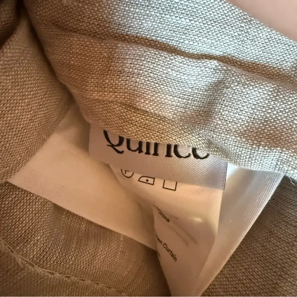Quince European Linen Curtain Panel Light Filtering Sage Green Size 96”x108”